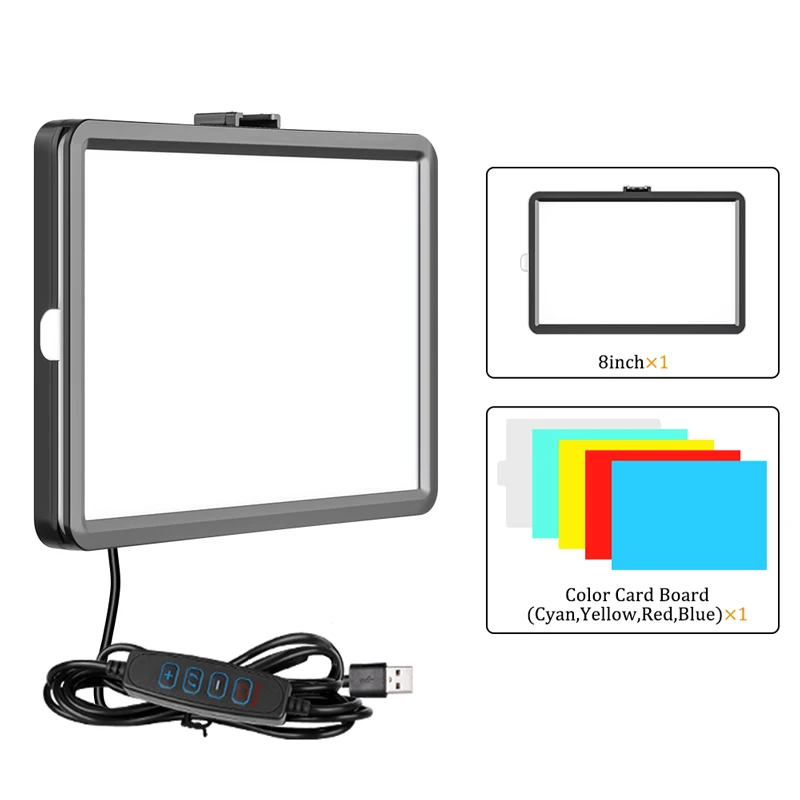 Led Light Panel Stream - 8 inch LED-vullamp videolichtpaneel tweekleurig 3200