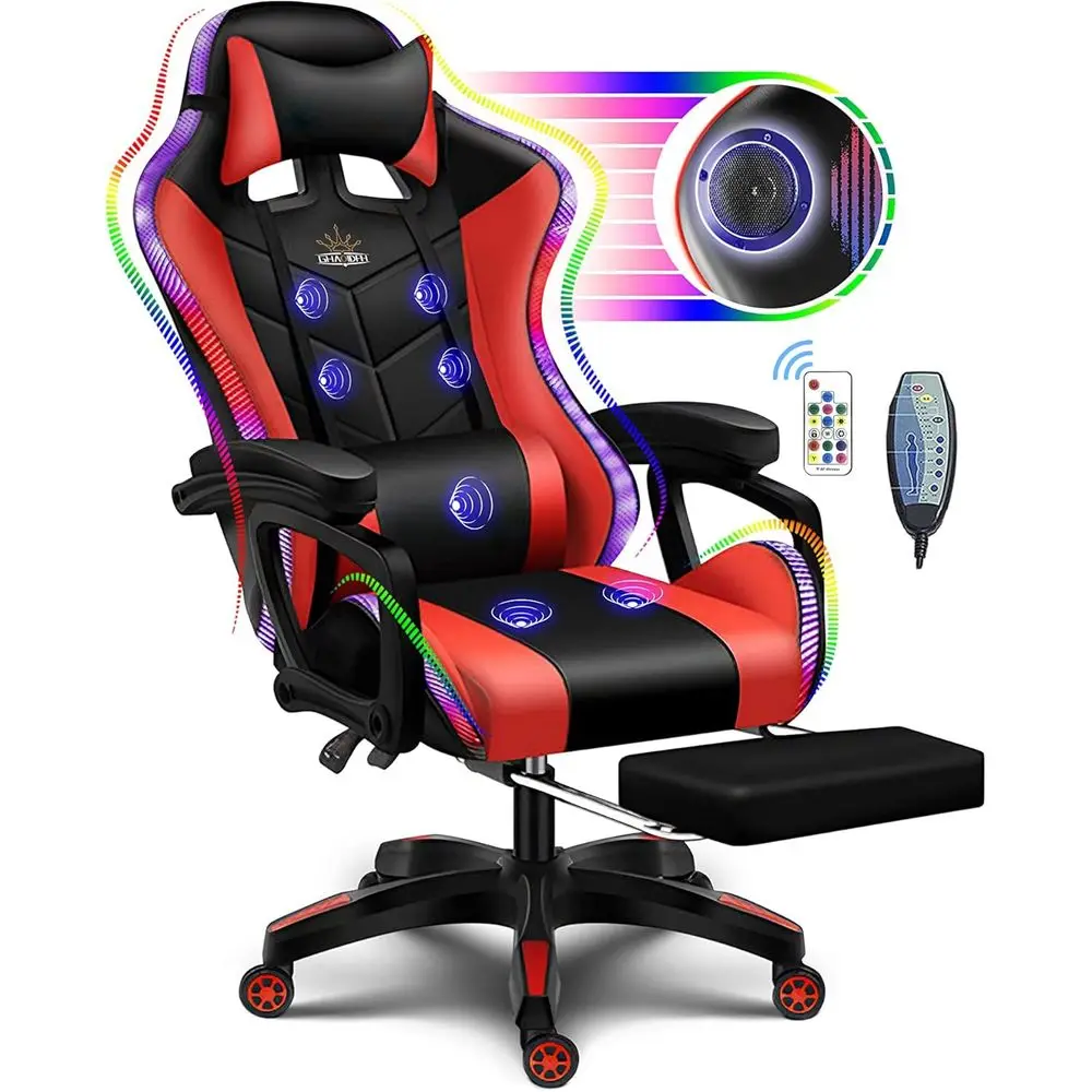 Rgb Gaming Chair - Ergonomische gamingstoel met hoge rugleuning, LED
