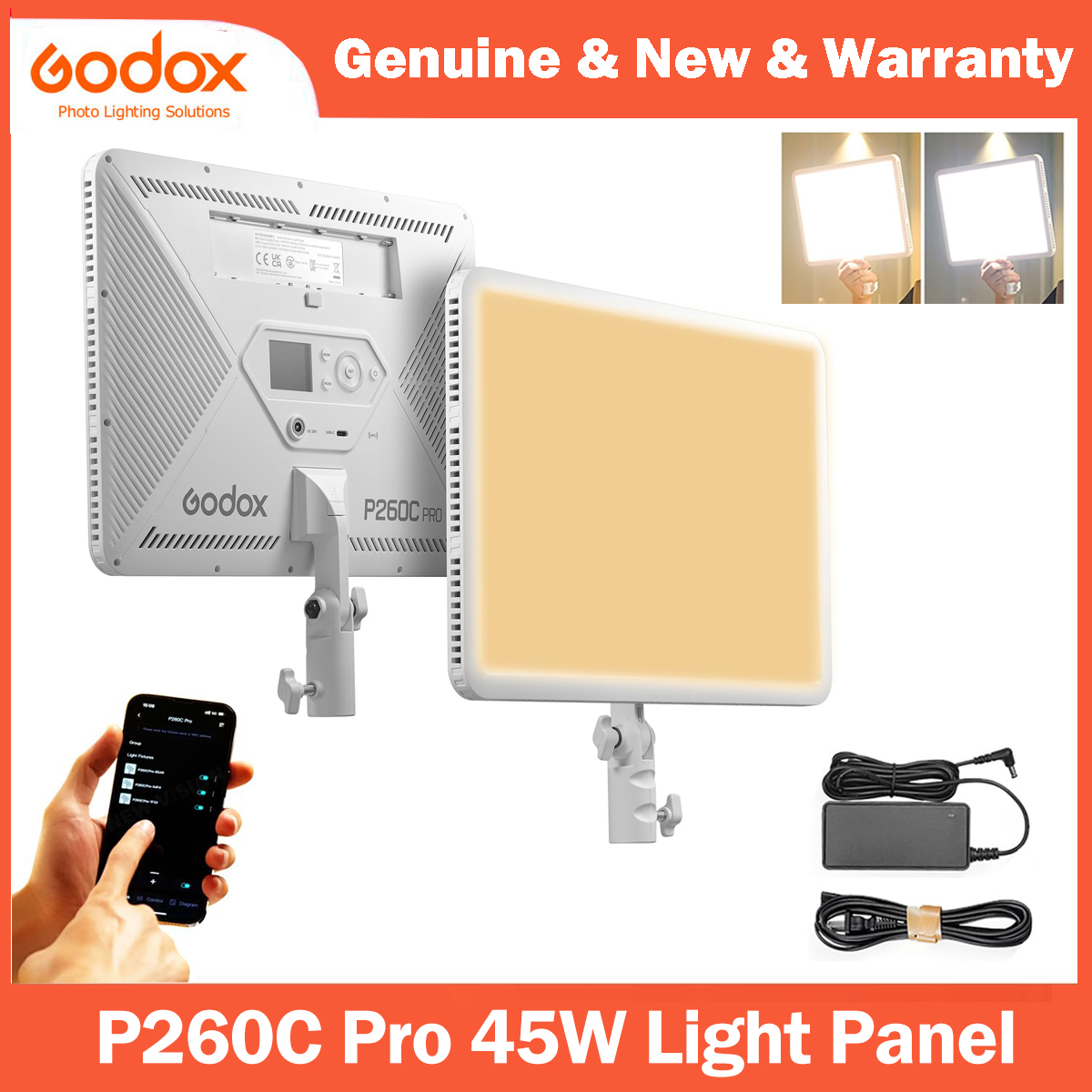 Led Light Panel Stream - Godox P260C Pro LED-videolamppaneel Tweekleurig 2800K-6500K
