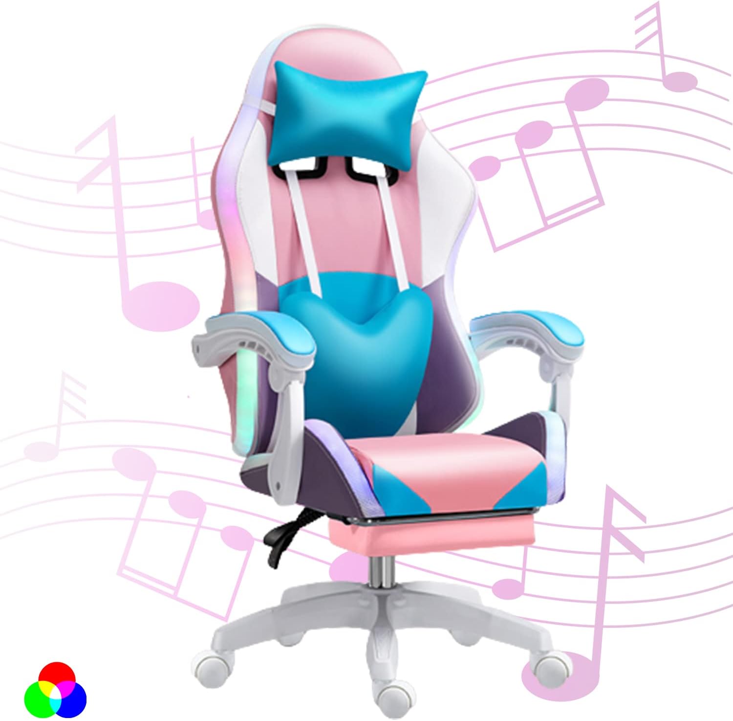 Rgb Gaming Chair - RGB LED-gamingstoel voor volwassenen, ergonomische videogamestoel