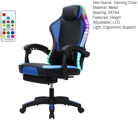 Ergonomische RGB LED-gamingsto - Rgb Gaming Chair recensie en prijs